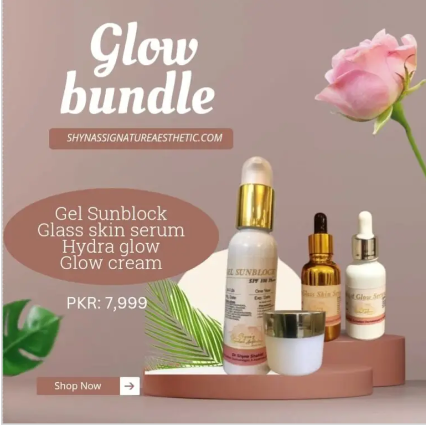 Glow Bundle: HydraGlow, Glass Skin Serum, Sunblock & Glow Cream