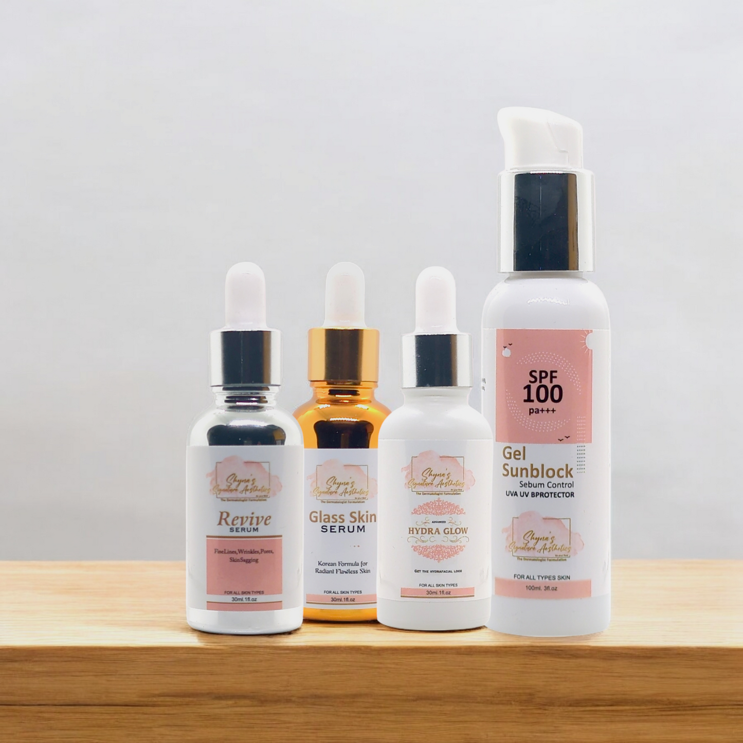 Anti-Aging Regime: Sunblock, Revive Serum, Glass Skin & HydraGlow Serum